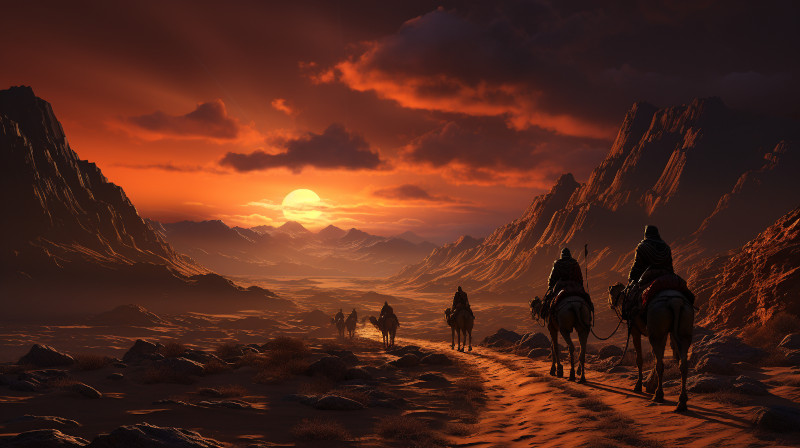 Image of caravan in the Kaukloutan Desert